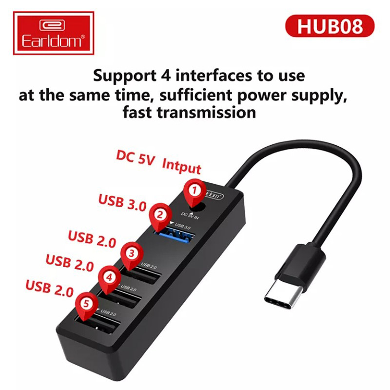 هاب 4 پورت Type-C ارلدام ET-HUB08