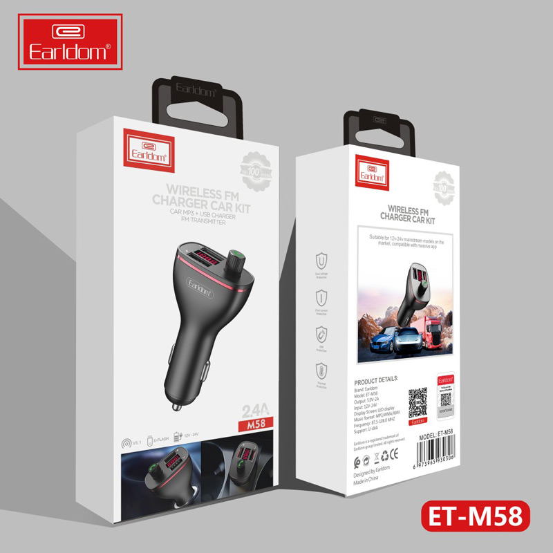 FM Player بلوتوثی + شارژر فندکی Earldom ET-M58