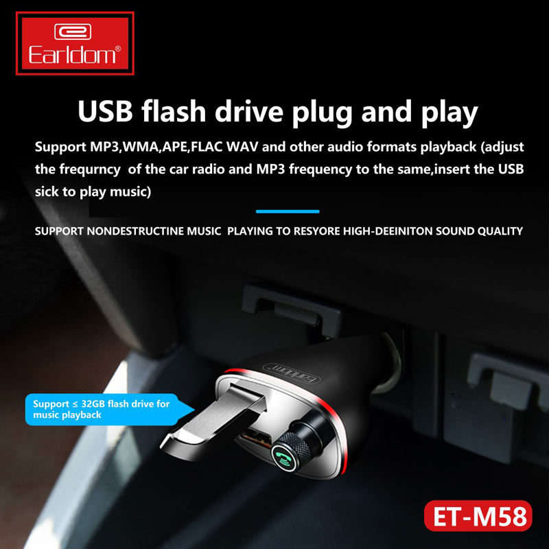 FM Player بلوتوثی + شارژر فندکی Earldom ET-M58
