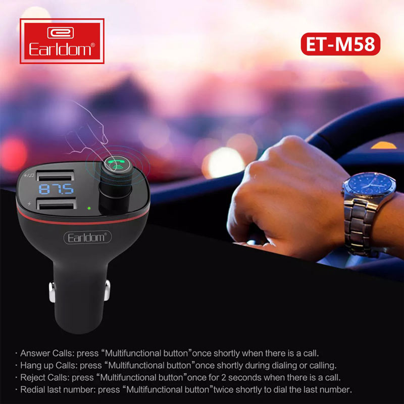 FM Player بلوتوثی + شارژر فندکی Earldom ET-M58