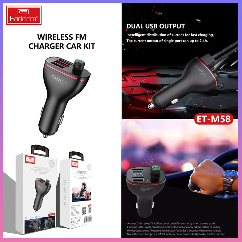 FM Player بلوتوثی + شارژر فندکی Earldom ET-M58