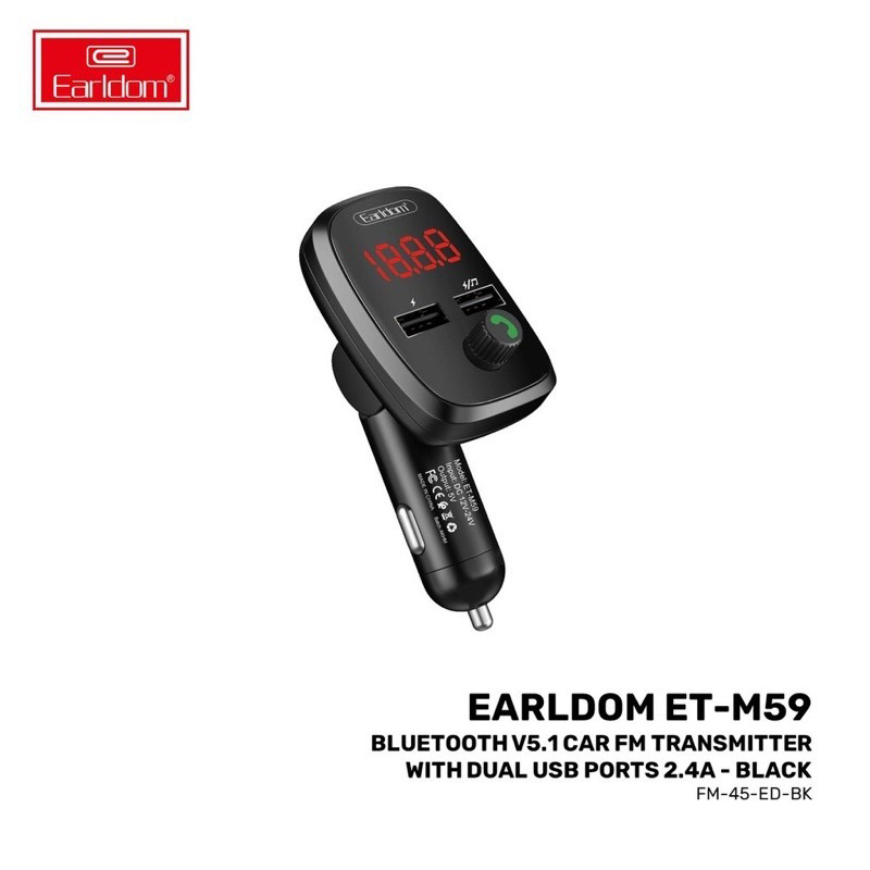 FM Player بلوتوثی + شارژر فندکی Earldom ET-M59