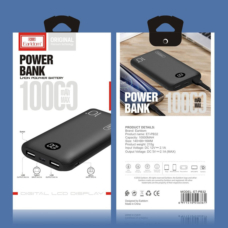 پاور بانک فست شارژ 10000 ارلدام Earldom ET-PB32