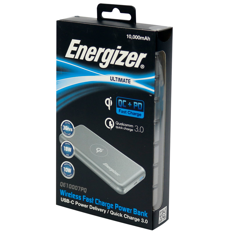 پاور بانک بی سیم فست شارژ 10000 انرجایزر Energizer QE10007PQ QC3.0 PD 18W
