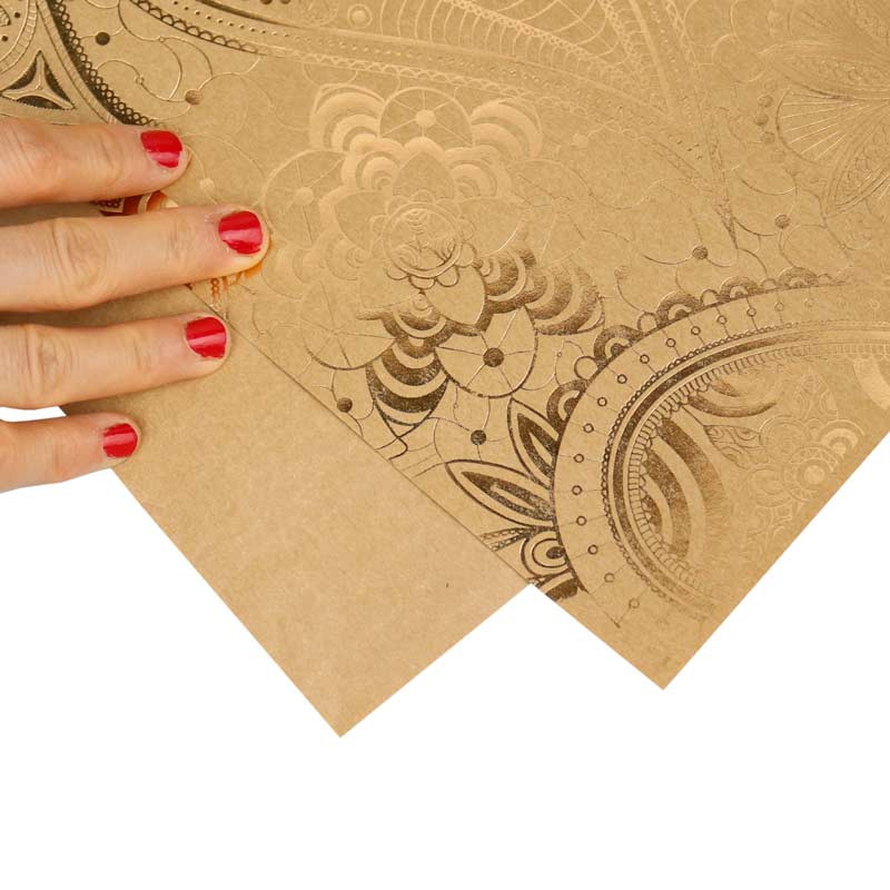 کاغذ کادو کرافت طلاکوب طرح دار بسته 50 عددی