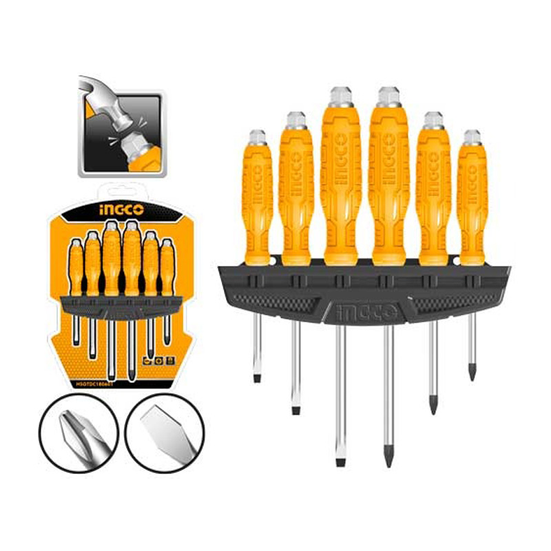 ست پیچ گوشتی ضربه خور 6 عددی اینکو Ingco HSGTDC180601