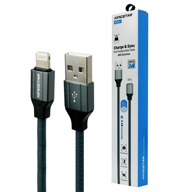 کابل آیفونی فست شارژ KingStar K20i 2.4m 2m