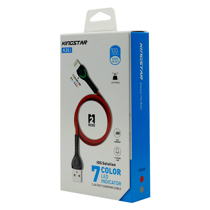 کابل آیفونی فست شارژ KingStar K26i 2.4A 2m