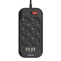 چند راهی 6 خانه برق ارت دار KingStar KPS5105 با کابل 2 متری + شارژر USB