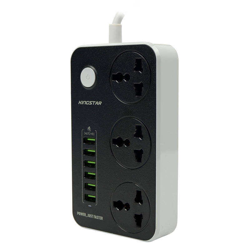 چند راهی 3 خانه برق کینگ استار KingStar KPS5109 با کابل 2 متری + شارژر USB