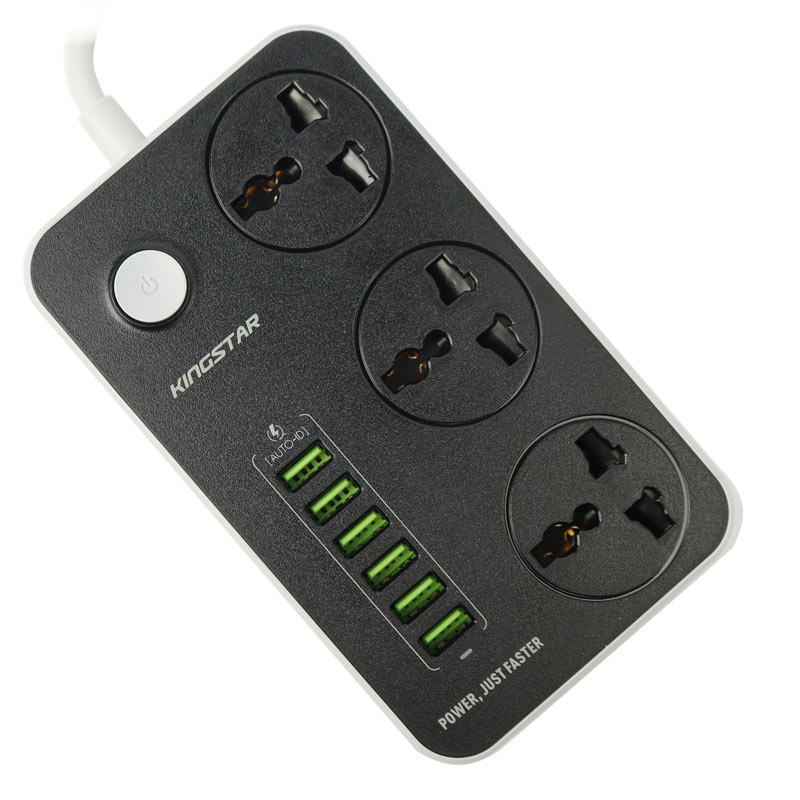 چند راهی 3 خانه برق کینگ استار KingStar KPS5109 با کابل 2 متری + شارژر USB