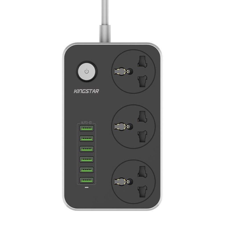 چند راهی 3 خانه برق کینگ استار KingStar KPS5109 با کابل 2 متری + شارژر USB