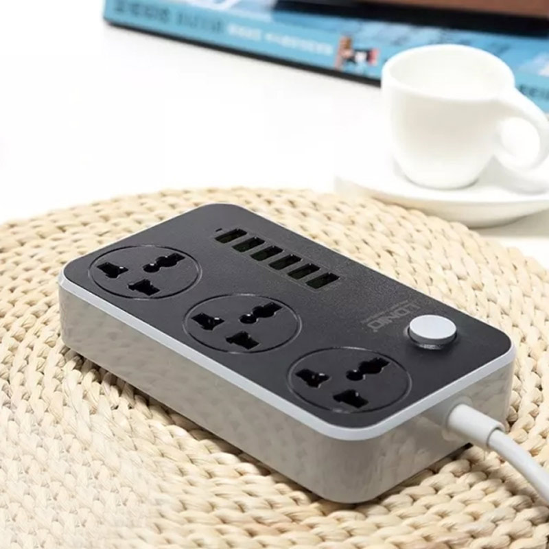 چند راهی 3 خانه برق الدینیو SC3604 با کابل 2 متری + شارژر USB