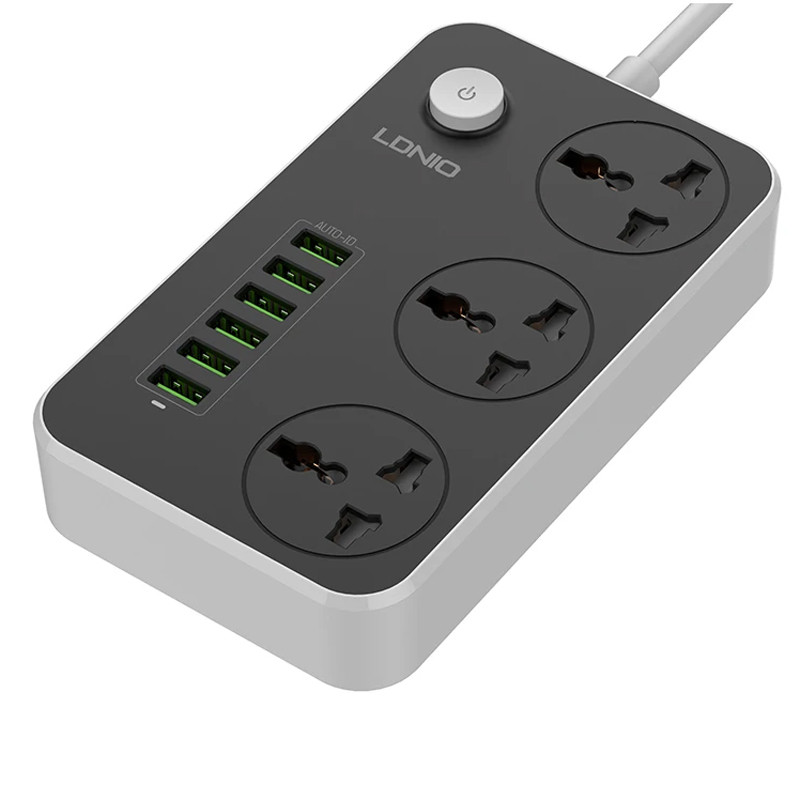 چند راهی 3 خانه برق الدینیو SC3604 با کابل 2 متری + شارژر USB