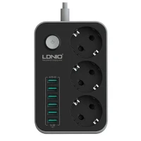 چند راهی 3 خانه برق الدینیو SE3631 با کابل 1٫6 متری + شارژر USB