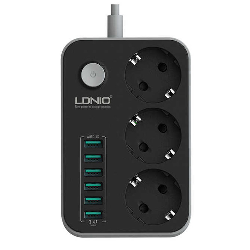 چند راهی 3 خانه برق الدینیو SE3631 با کابل 1٫6 متری + شارژر USB