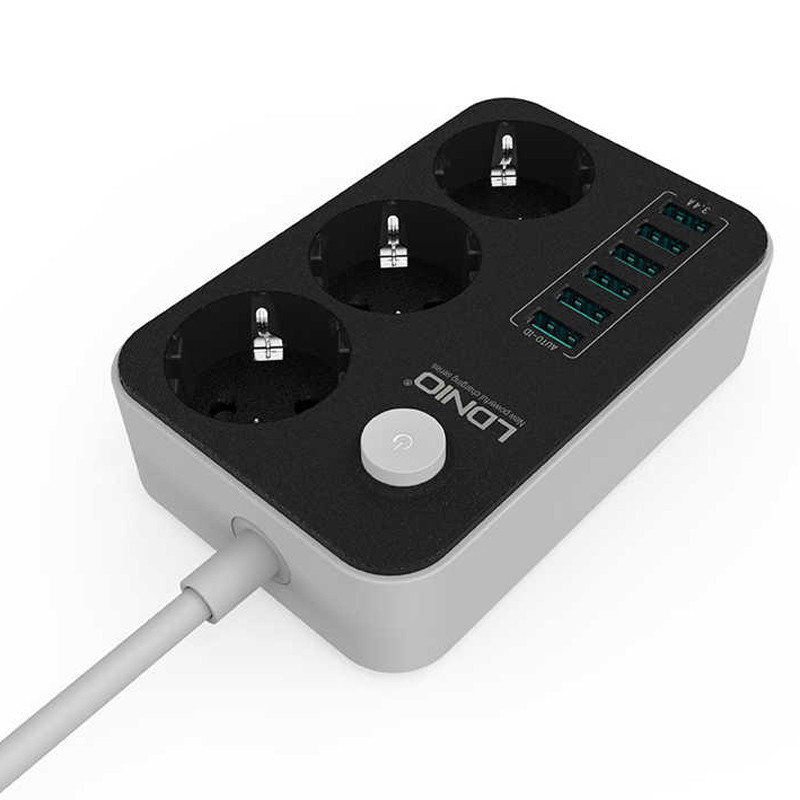 چند راهی 3 خانه برق الدینیو SE3631 با کابل 1٫6 متری + شارژر USB