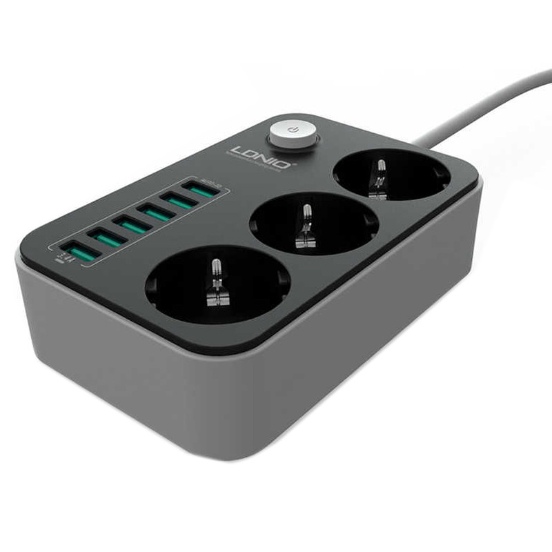 چند راهی 3 خانه برق الدینیو SE3631 با کابل 1٫6 متری + شارژر USB
