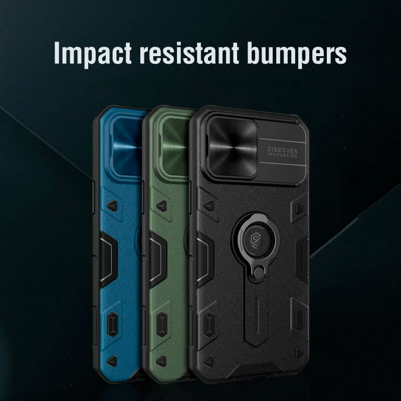 قاب اورجینال ضدضربه محافظ لنزدار هولدردار Camshield Armor نیلکین Apple iPhone 13 Pro