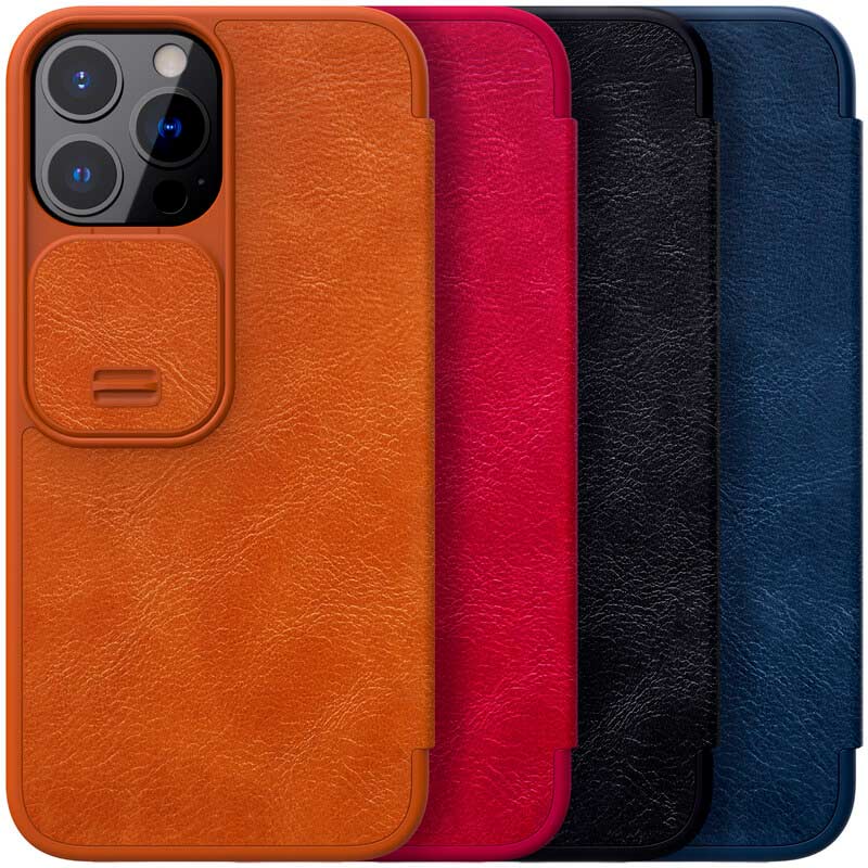 کیف چرمی اورجینال محافظ لنزدار QIN Pro نیلکین Apple iPhone 13 Pro Max