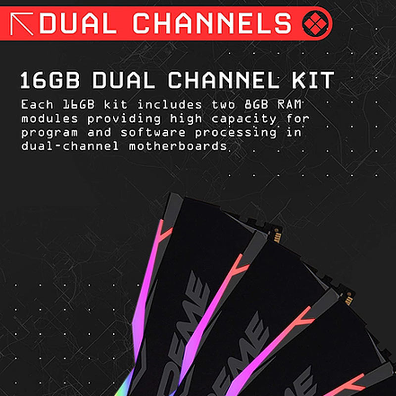 رم کامپیوتر OCPC X3TREME RGB Black DDR4 16GB 3200MHz CL16 Dual