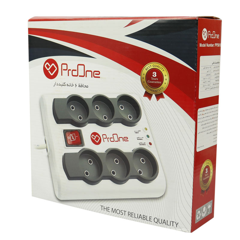 محافظ برق صوتی تصویری 6 خانه پرووان با کابل 3 متری ProOne PPS610