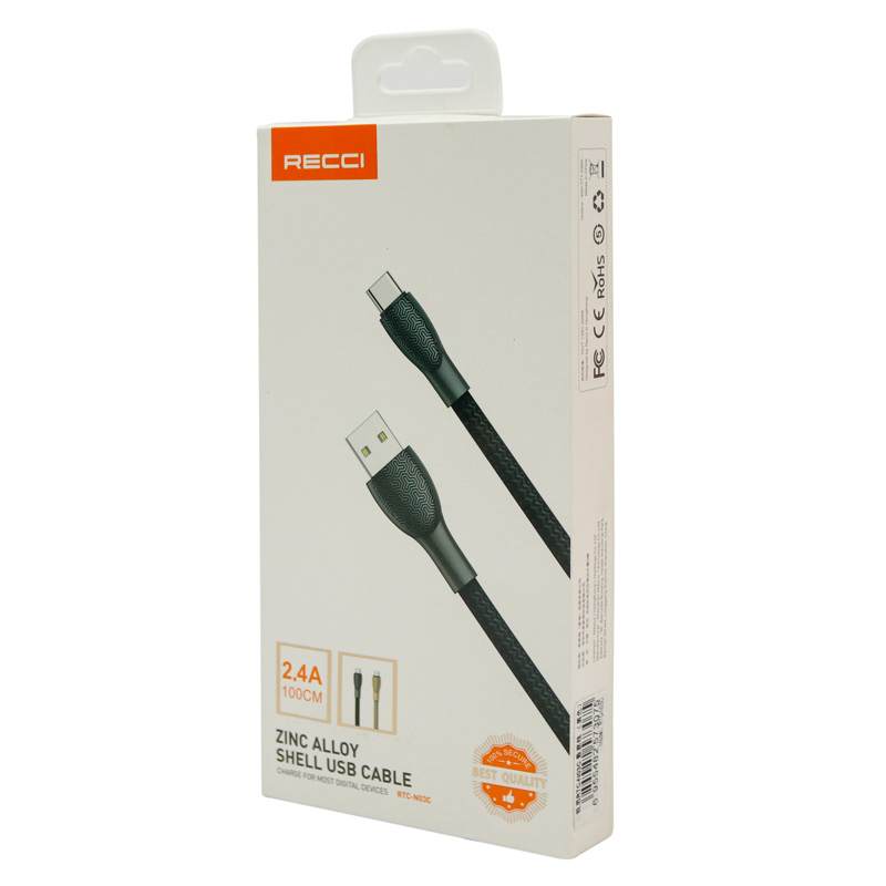 کابل فست شارژ Recci RTC-N03C 2.4A Type-C 1m