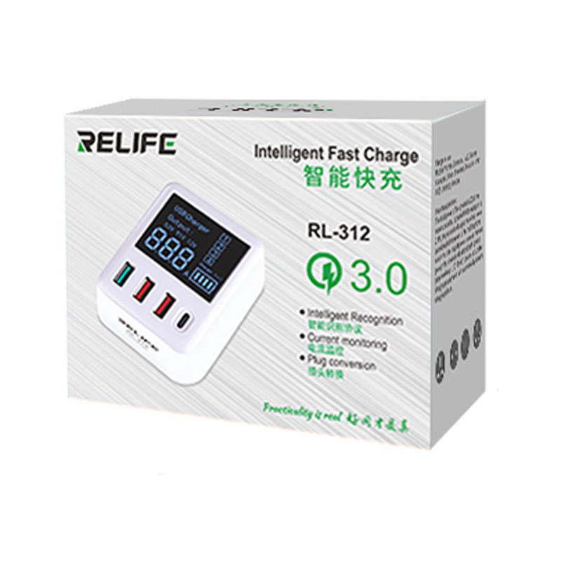 شارژر و تستر Relife RL-312 4Port 6A QC3.0 PD 30W Type-C