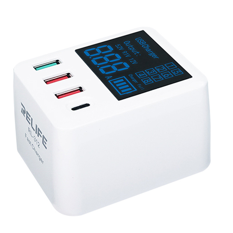 شارژر و تستر Relife RL-312 4Port 6A QC3.0 PD 30W Type-C
