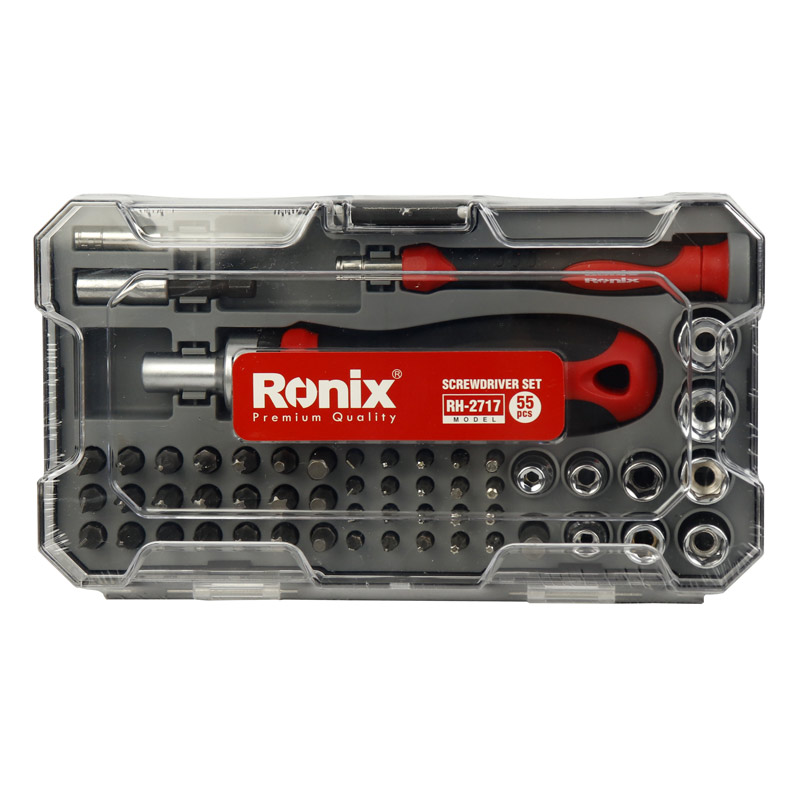ست پیچ گوشتی جغجغه ای ساعتی و سری بکس 55 عددی Ronix RH-2717