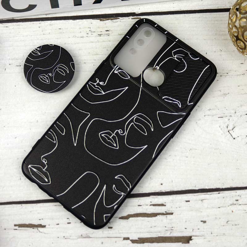 قاب طرحدار محافظ لنزدار کشویی + پاپ سوکت طرح چهره سامسونگ A10s سری B