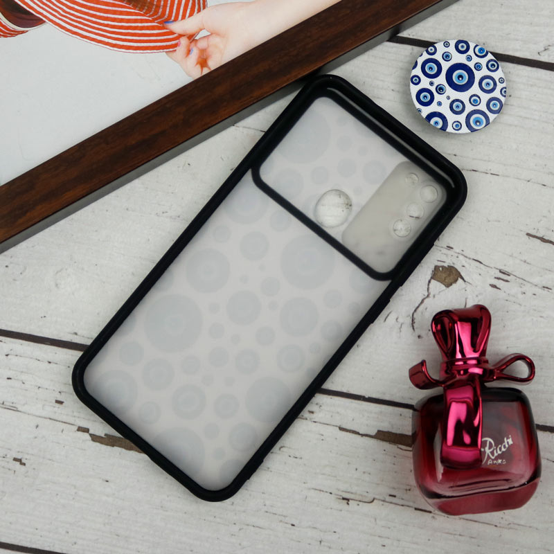 قاب طرحدار محافظ لنزدار کشویی + پاپ سوکت طرح چشم و نظر سامسونگ A11 سری B