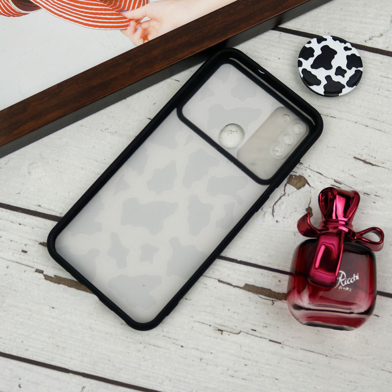 قاب طرحدار محافظ لنزدار کشویی + پاپ سوکت طرح سیاه و سفید سامسونگ A11 سری B