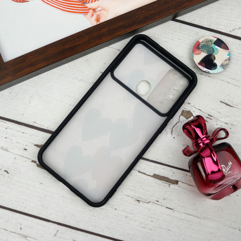 قاب طرحدار محافظ لنزدار کشویی + پاپ سوکت طرح قلبی سامسونگ A11 سری B