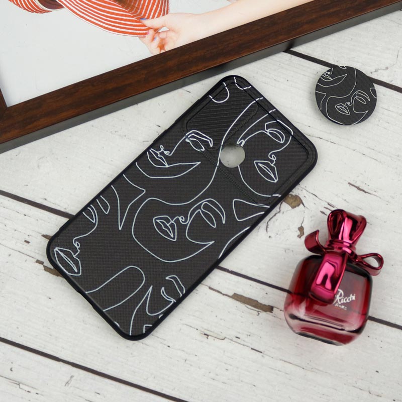 قاب طرحدار محافظ لنزدار کشویی + پاپ سوکت طرح چهره سامسونگ A11 سری B