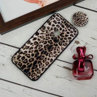 قاب طرحدار محافظ لنزدار کشویی + پاپ سوکت طرح پلنگی سامسونگ A11 سری B