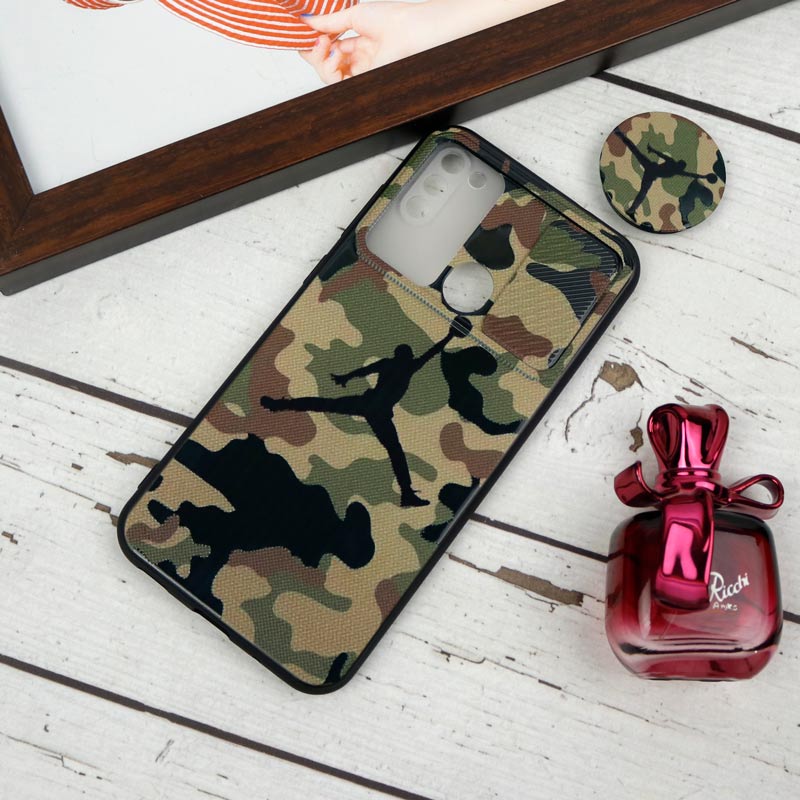 قاب طرحدار محافظ لنزدار کشویی + پاپ سوکت طرح ارتشی سامسونگ A11 سری B