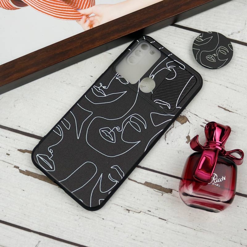 قاب طرحدار محافظ لنزدار کشویی + پاپ سوکت طرح چهره سامسونگ A11 سری B