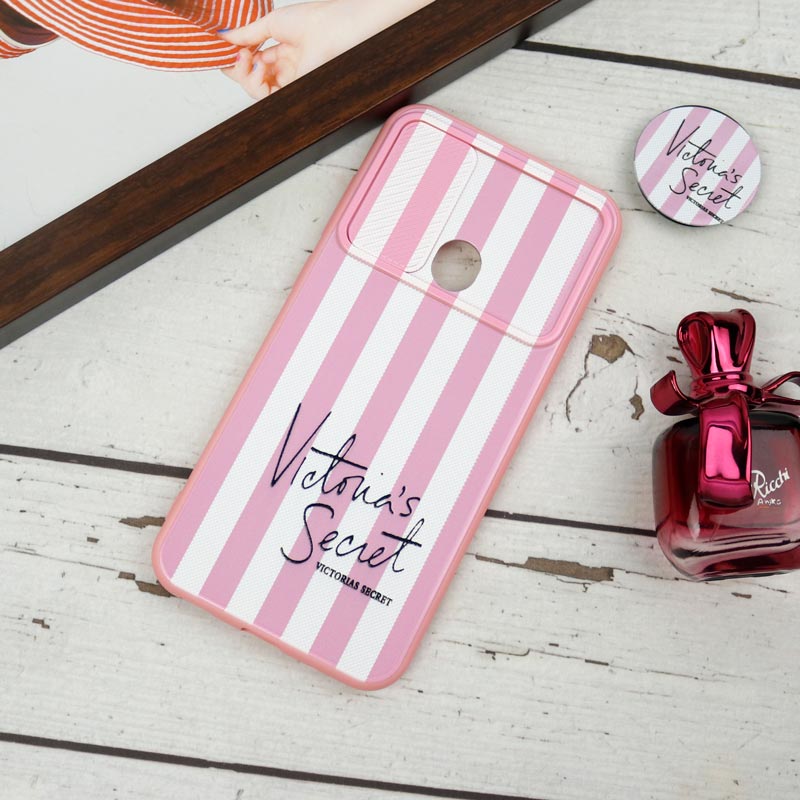 قاب طرحدار محافظ لنزدار کشویی + پاپ سوکت طرح ویکتوریا سامسونگ A11 سری B