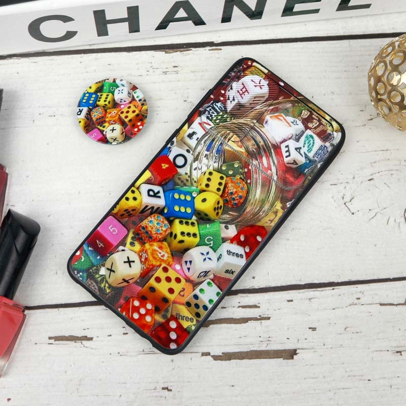 قاب طرحدار محافظ لنزدار کشویی + پاپ سوکت طرح تاس سامسونگ Samsung Galaxy A52 / A52s سری B
