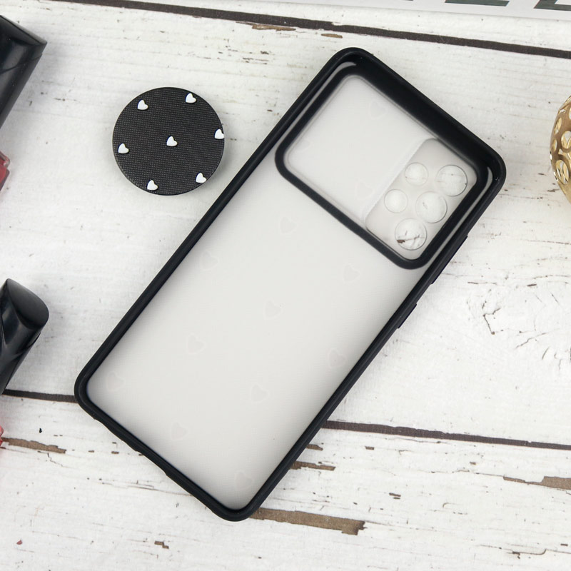 قاب طرحدار محافظ لنزدار کشویی + پاپ سوکت طرح قلب سفید سامسونگ Samsung Galaxy A52 / A52s سری B