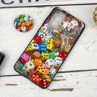 قاب طرحدار محافظ لنزدار کشویی + پاپ سوکت طرح تاس سامسونگ Samsung Galaxy A52 / A52s سری B
