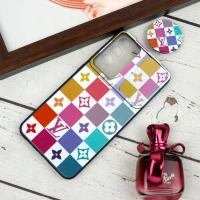 قاب طرحدار محافظ لنزدار کشویی + پاپ سوکت طرح LV رنگی سامسونگ Samsung Galaxy S21 FE 5G سری B