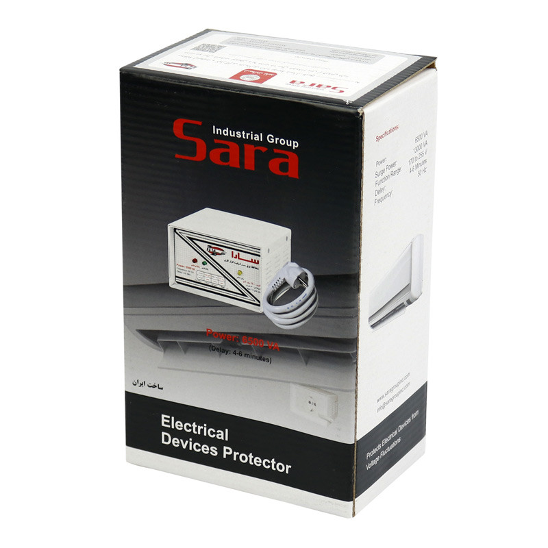 محافظ برق کولر گازی 1 خانه ارت دار Sara P650 با کابل 1٫15 متری
