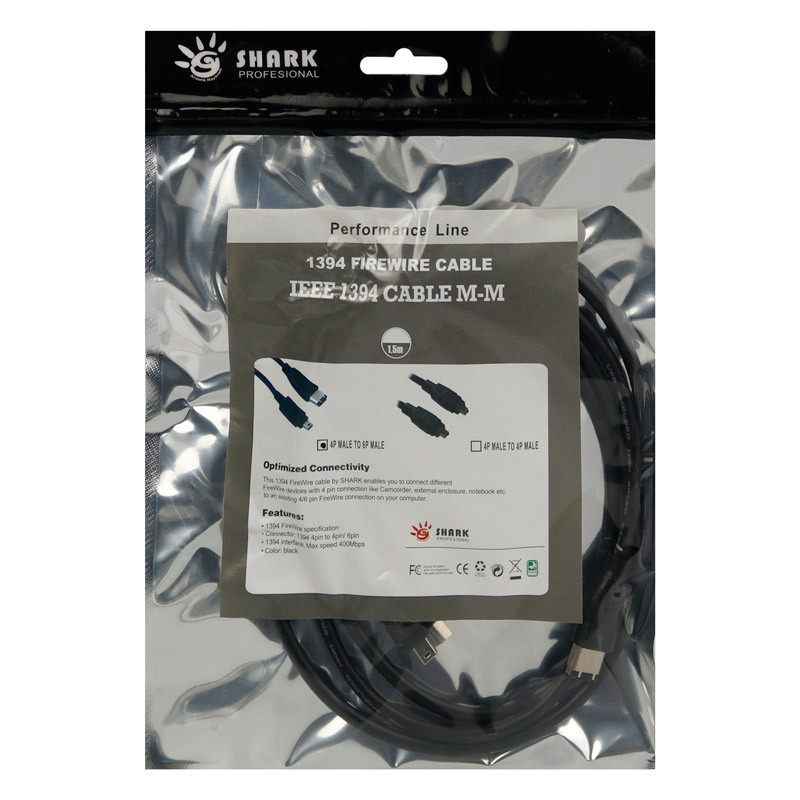 کابل Shark 1394 Firewire 4Pin To 6Pin 1.5m