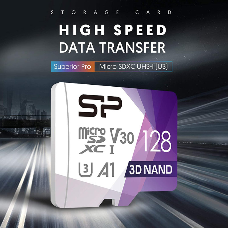 رم میکرو 128 گیگ سیلیکون پاور Silicon Power Superior Pro A1 V30 U3 100MB/s + خشاب