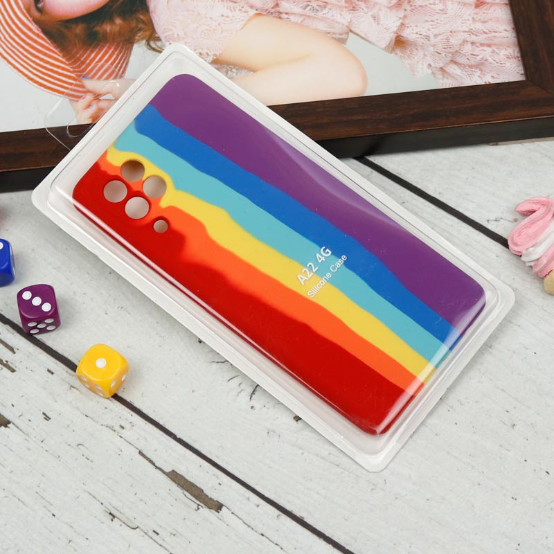 قاب محافظ لنزدار سیلیکونی اورجینال رنگین کمانی Samsung Galaxy A22 4G