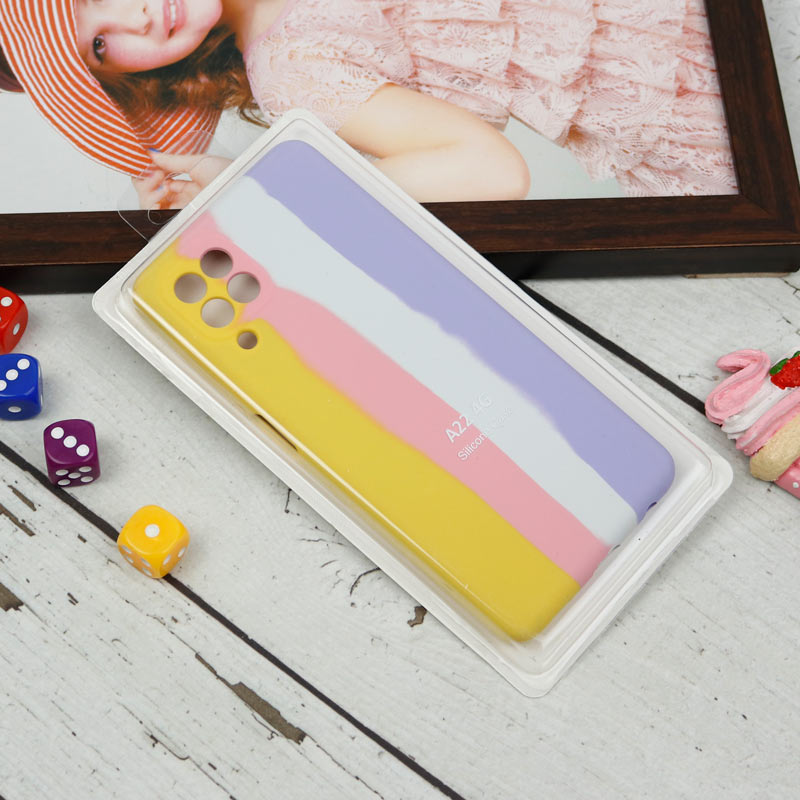 قاب محافظ لنزدار سیلیکونی اورجینال رنگین کمانی Samsung Galaxy A22 4G
