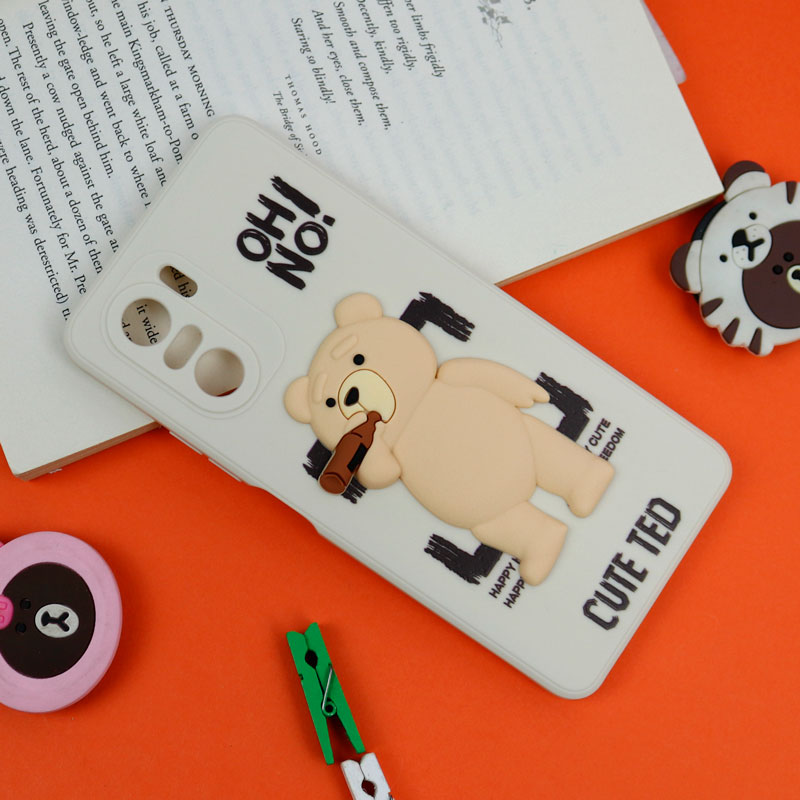 قاب سیلیکونی خرس TED محافظ لنزدار Xiaomi Poco F3