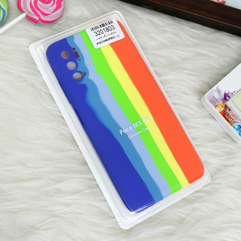 قاب سیلیکونی اورجینال رنگین کمانی محافظ لنزدار Xiaomi Poco M3 Pro